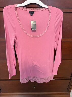 torrid Rose Pink Lace-Trim Long Sleeve Tee